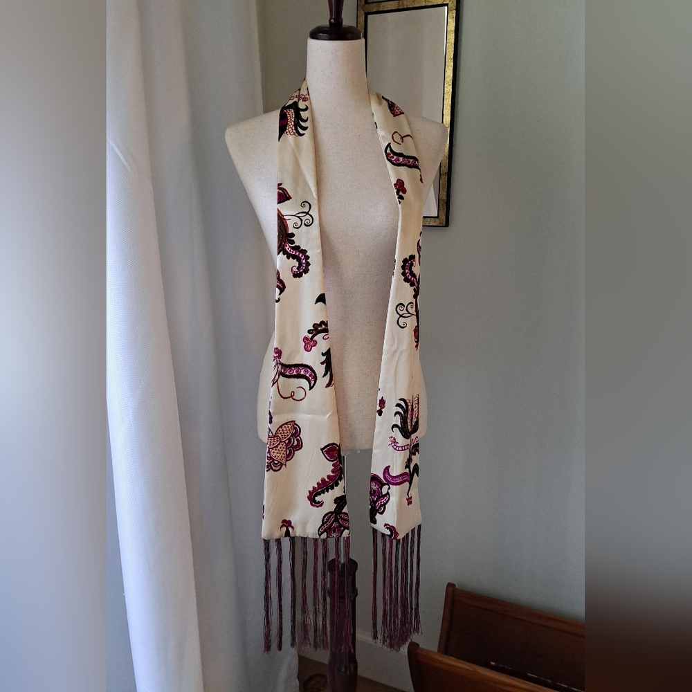 Boho Floral Fringe Scarf